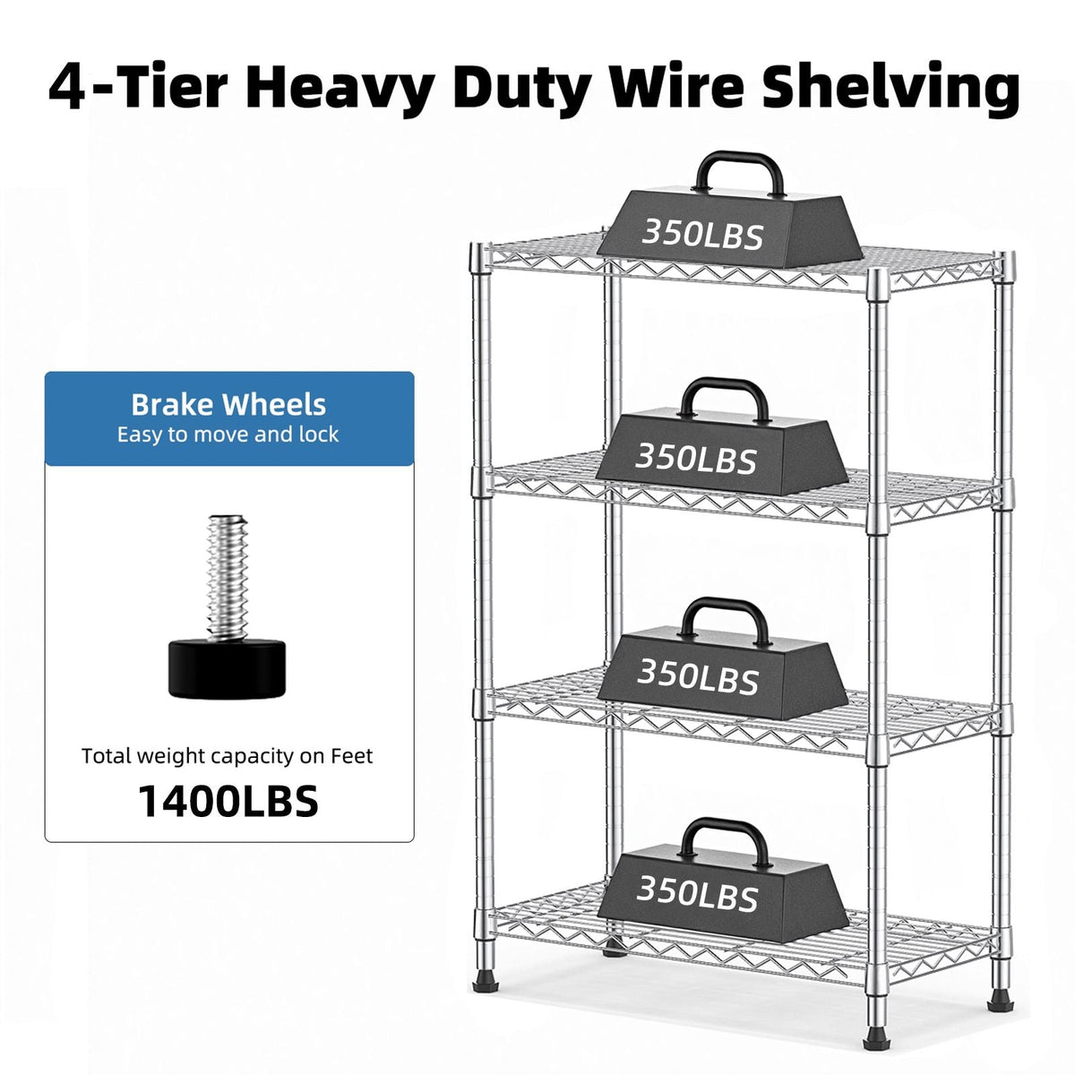 4-Tier Heavy-Duty Steel Storage Shelving Unit