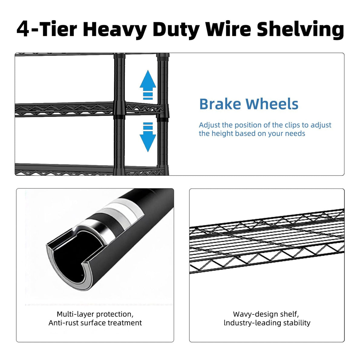 4-Tier Heavy-Duty Steel Storage Shelving Unit