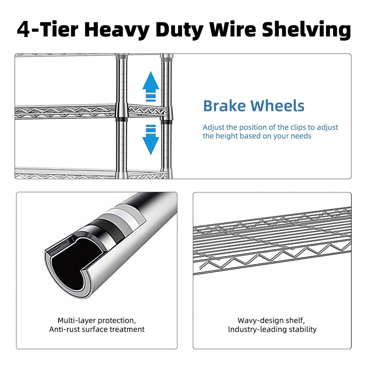 4-Tier Heavy-Duty Steel Storage Shelving Unit