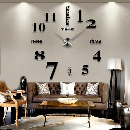 Modern Acrylic Digital Wall Clock in Brushed Steel