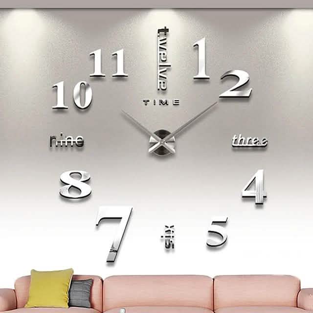 Modern Acrylic Digital Wall Clock in Brushed Steel