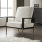 Modern Armchair With Solid Wood Frame and Adjustable Backrest - White or Light Blue