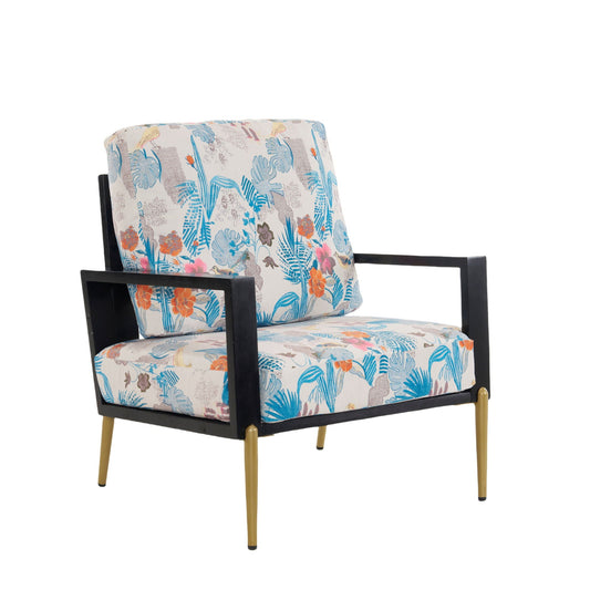 Modern Armchair With Solid Wood Frame and Adjustable Backrest - White or Light Blue
