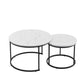 Round Nesting Coffee Table Set of 2 with Metal Base - Light Brown, White, or Black
