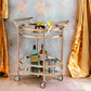 Lakelyn Clear Glass & Rose Gold Finish Serving Cart with 2 Shelves
