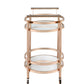 Lakelyn Clear Glass & Rose Gold Finish Serving Cart with 2 Shelves