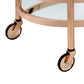 Lakelyn Clear Glass & Rose Gold Finish Serving Cart with 2 Shelves