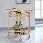 Lakelyn Clear Glass & Rose Gold Finish Serving Cart with 2 Shelves